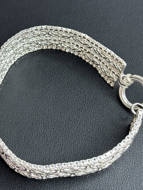Sterling Silver 14.4g Bracelet Double Byzantine .625" Wide Flexible Turkey 7" - Picture 5 of 8